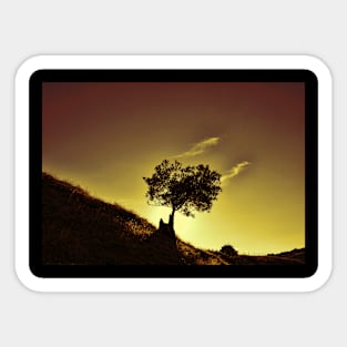 Mountain Tree Silhouette. Sticker